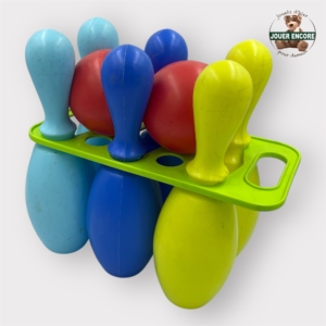 Jeu de Quilles en Plastique pour Enfants – 6 Quilles, 2 Boules et Support de Rangement