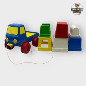 Camion à Tirer Vintage avec Cubes Empilables – Jouet d'Éveil Premier Âge