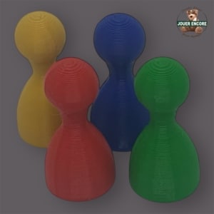 Lot de 4 Pions de Jeu Imprimés en 3D – Rouge, Vert, Jaune, Bleu (au choix ou panaché)